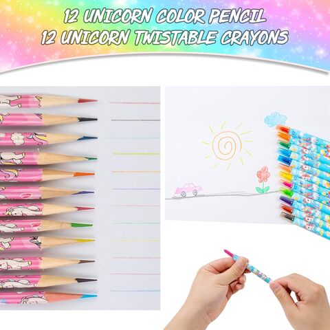 Duftmarker-Set mit Fruchtaroma, Einhorn-Federmäppchen, Farbstifte, Drehstifte, Perfektes Einhorn-Kunstzubehör für Mädchen