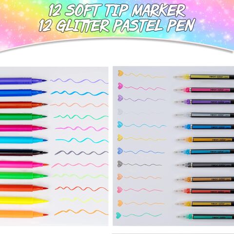 Duftmarker-Set mit Fruchtaroma, Einhorn-Federmäppchen, Farbstifte, Drehstifte, Perfektes Einhorn-Kunstzubehör für Mädchen