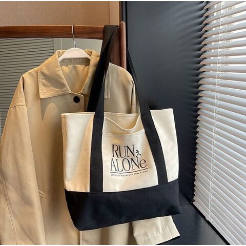 Grand sac fourre-tout en toile avec logo personnalisé, poignée renforcée épaisse et réutilisable, sac de courses avec poignée solide pour cadeaux et DIY