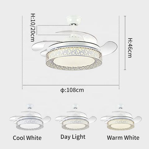 Ventilateurs de plafond modernes sans pales avec télécommande, lampe LED design avec ventilateur caché