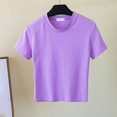 T-shirts de mode pour femmes en gros avec logo personnalisé, T-shirts sexy d'été unis et moulants pour femmes