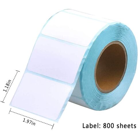 Stiker Label Perekat Mandiri, Roll Label Termal Alamat Persegi Panjang Putih Kosong, Tempelan Catatan Tulis untuk Kantor, Dapur, Printer