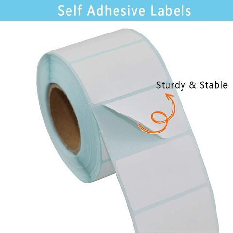 Stiker Label Perekat Mandiri, Roll Label Termal Alamat Persegi Panjang Putih Kosong, Tempelan Catatan Tulis untuk Kantor, Dapur, Printer