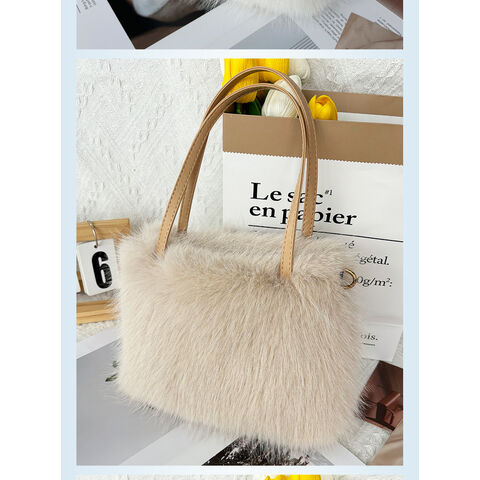 Sacs à main en peluche de couleur pure de luxe léger en gros pour femmes, style simple et moderne, sacs à bandoulière assortis automne hiver