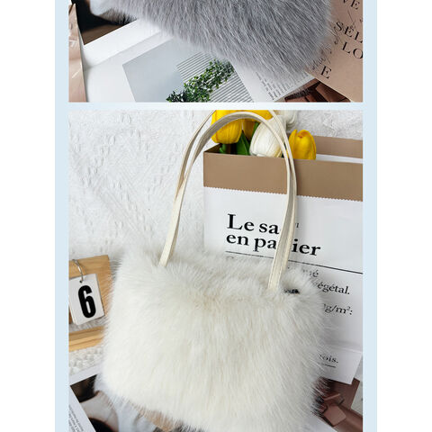 Sacs à main en peluche de couleur pure de luxe léger en gros pour femmes, style simple et moderne, sacs à bandoulière assortis automne hiver