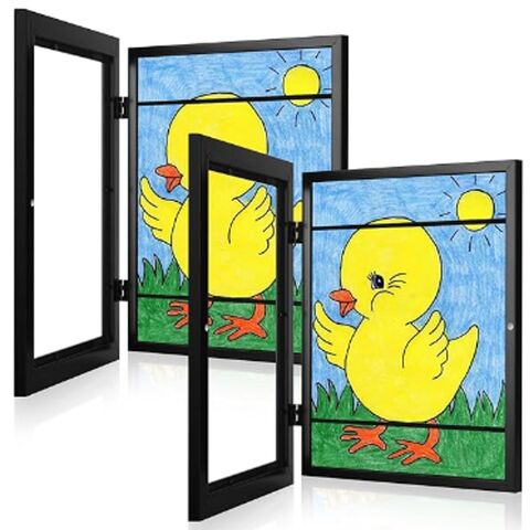 Marcos para Dibujos Infantiles Intercambiables Acrílico Transparente 21.59x27.94cm con Paspartú Montaje en Pared y de Mesa Marcos para Fotos Infantiles
