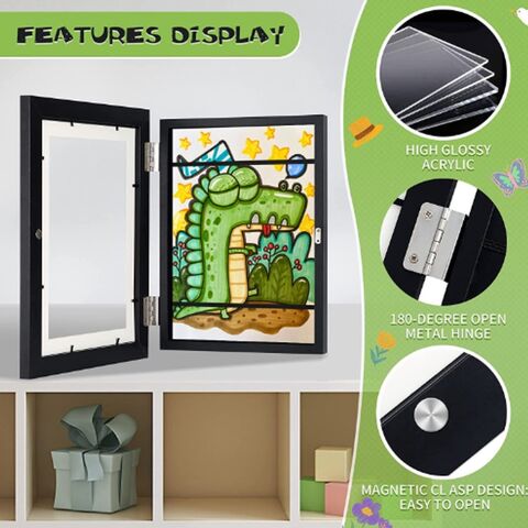 Marcos para Dibujos Infantiles Intercambiables Acrílico Transparente 21.59x27.94cm con Paspartú Montaje en Pared y de Mesa Marcos para Fotos Infantiles