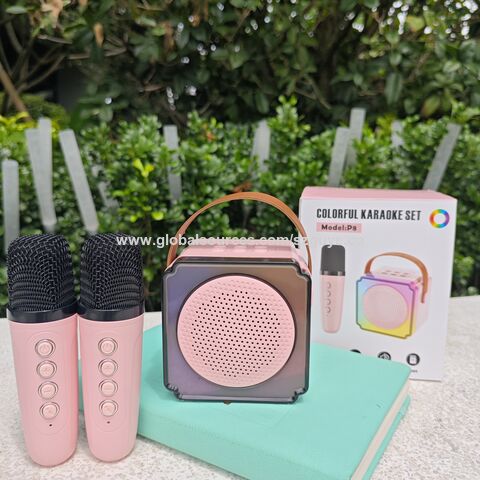 Haut-parleur karaoké portable P8 en gros, boîte de karaoké pour enfants, avec 2 mini microphones, accepte OEM et ODM
