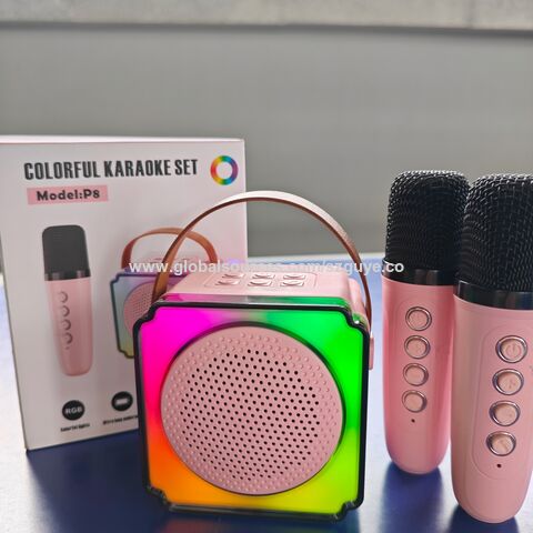 Haut-parleur karaoké portable P8 en gros, boîte de karaoké pour enfants, avec 2 mini microphones, accepte OEM et ODM