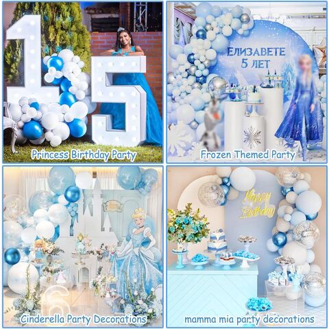 Blauer Ballonbogen Kit, 135 Stück Metallic Blaue Weiße Ballons für Baby Shower Junge Geburtstag Baby Hai Ozean Meer Party Junggesellinnenabschied