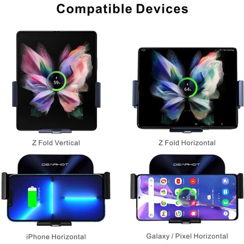 Precio de fábrica KC S3 2-Bobina Auto-Sujeción Soporte Cargador Inalámbrico para Coche para Teléfonos de Pantalla Plegable Samsung Z Fold 6/5