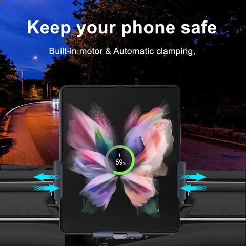 Precio de fábrica KC S3 2-Bobina Auto-Sujeción Soporte Cargador Inalámbrico para Coche para Teléfonos de Pantalla Plegable Samsung Z Fold 6/5
