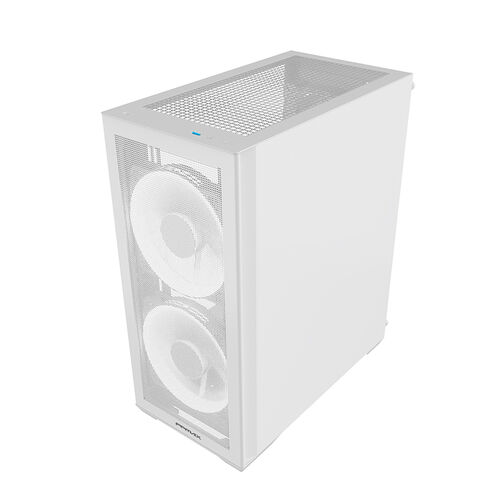 Caja de Ordenador ATX FPMAX con Panel Frontal de Malla y Lateral de Vidrio Templado, Diseño de Orificios Cuadrados para Gaming