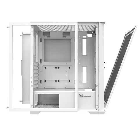 Caja de Ordenador ATX FPMAX con Panel Frontal de Malla y Lateral de Vidrio Templado, Diseño de Orificios Cuadrados para Gaming