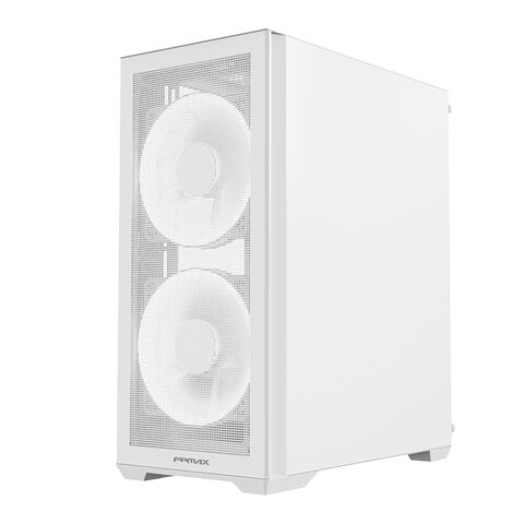 Caja de Ordenador ATX FPMAX con Panel Frontal de Malla y Lateral de Vidrio Templado, Diseño de Orificios Cuadrados para Gaming