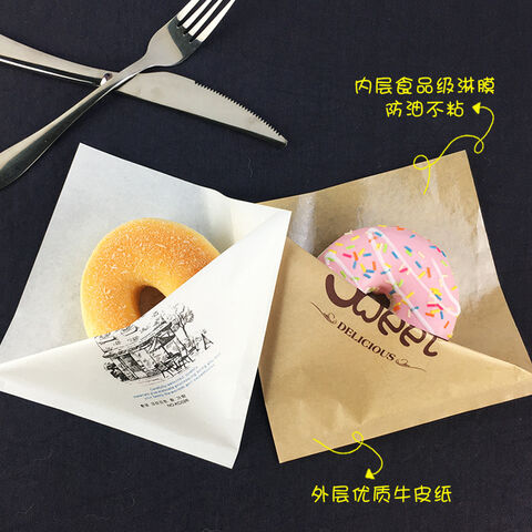 Saco de Papel Personalizado Impresso com Abertura Dupla para Sanduíches, Donuts, Hambúrgueres, em Forma de L ou Triângulo, À Prova de Óleo - Atacado