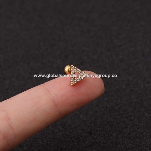 Pendientes de cartílago con cruz de circonita mini de acero inoxidable 316 de moda para mujer, piercing Tragus
