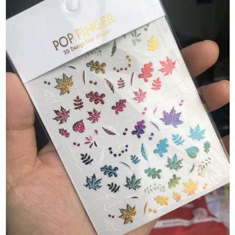 Nagelsticker Neues Design 2021 Glänzender Laser Bronzing Sticker Blattförmige Nagelkunst Aufkleber