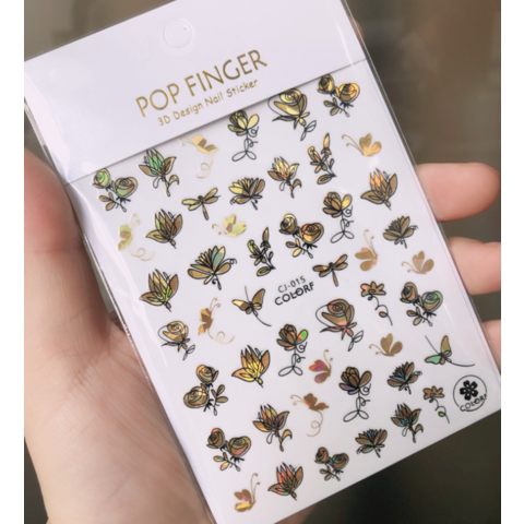 Nagelsticker Neues Design 2021 Glänzender Laser Bronzing Sticker Blattförmige Nagelkunst Aufkleber