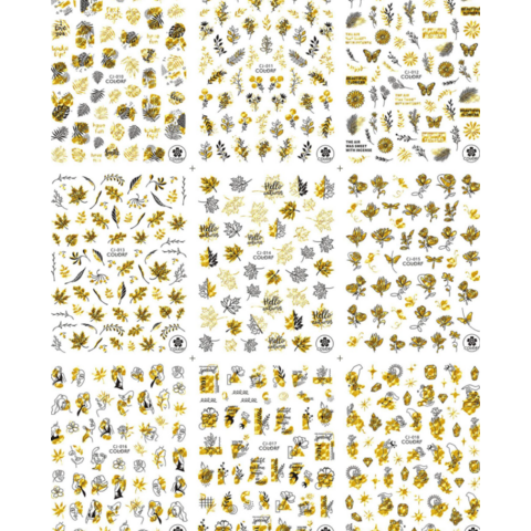 Nagelsticker Neues Design 2021 Glänzender Laser Bronzing Sticker Blattförmige Nagelkunst Aufkleber