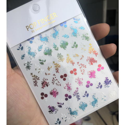 Nagelsticker Neues Design 2021 Glänzender Laser Bronzing Sticker Blattförmige Nagelkunst Aufkleber