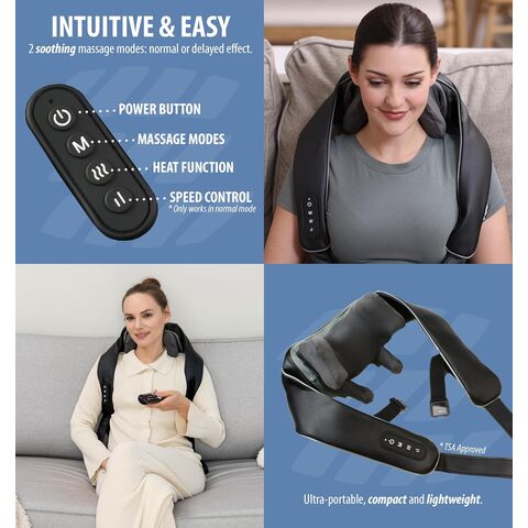 Masseur de Cou et d'Épaules avec Chaleur - Massage 4D Sans Fil Rechargeable des Tissus Profonds par Pétrissage, Contrôle de la Vitesse, 2 Modes pour les Muscles