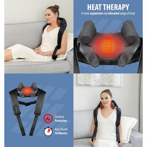 Masseur de Cou et d'Épaules avec Chaleur - Massage 4D Sans Fil Rechargeable des Tissus Profonds par Pétrissage, Contrôle de la Vitesse, 2 Modes pour les Muscles