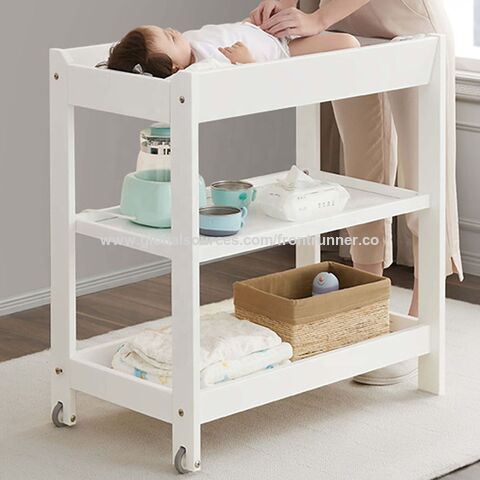 White Color Wooden Diaper Changing Table With Wheels Easy Moveable Wooden Baby Changer With Shelf China Wholesale Baby Changer 36 from YiLong Metal Wooden Products ShenZhen Co.Ltd Front Runner Globals...