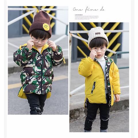 Dernière conception vestes et manteaux réversibles à capuche zippée imprimé camouflage pour enfants garçons