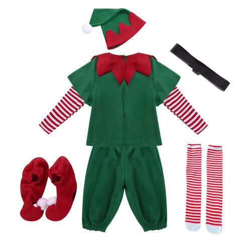 Disfraz de Elfo Navideño Transfronterizo para Niños y Adultos - Ropa de Cosplay Familiar Verde