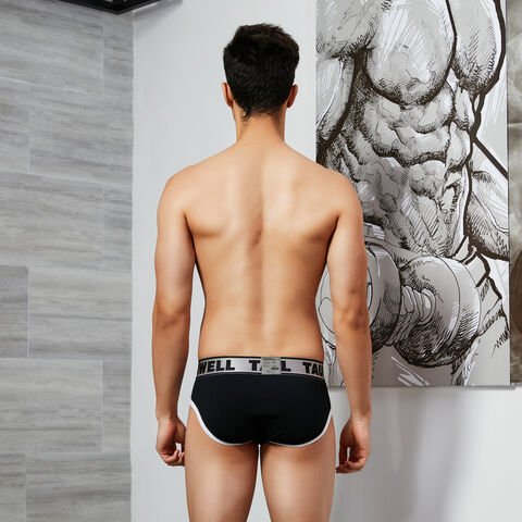 Calzoncillos de hombre de color puro con logo personalizado de buena calidad Ropa interior para hombres