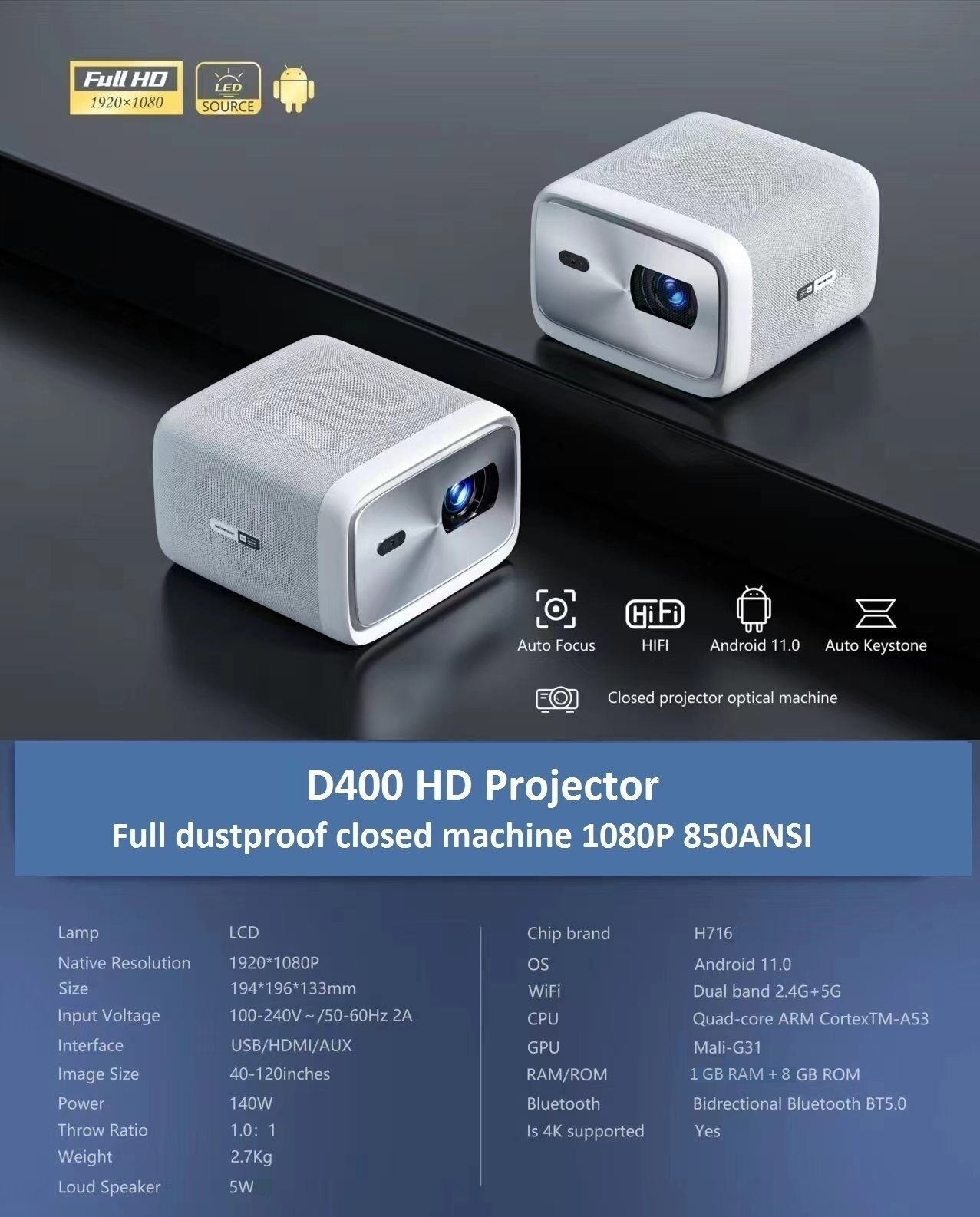 Buy China Wholesale 1080p Full Hd Portable 850 Ansi Optical Projector ...