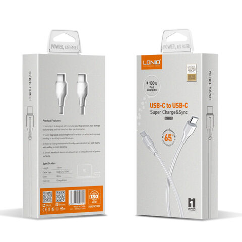 LDNIO 65W Type-C to Type-C whole sale in stock USB cable fast charging date cable for mobile phone