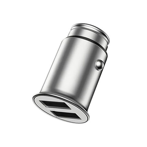 Cargador de coche, venta al por mayor, puerto USB dual QC 5V/2,4 A, cargador de teléfono de metal para coche