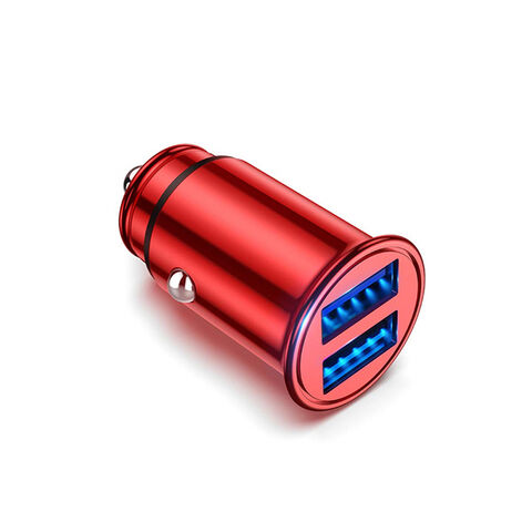 Cargador de coche, venta al por mayor, puerto USB dual QC 5V/2,4 A, cargador de teléfono de metal para coche