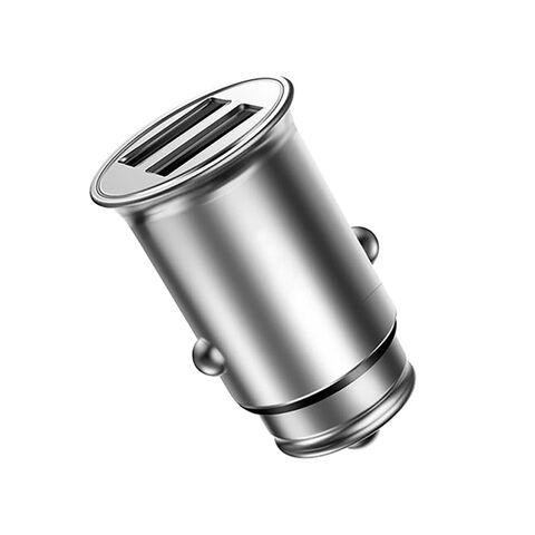Cargador de coche, venta al por mayor, puerto USB dual QC 5V/2,4 A, cargador de teléfono de metal para coche
