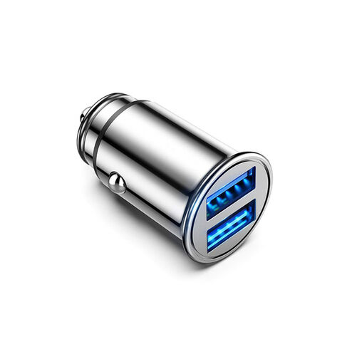 Cargador de coche, venta al por mayor, puerto USB dual QC 5V/2,4 A, cargador de teléfono de metal para coche
