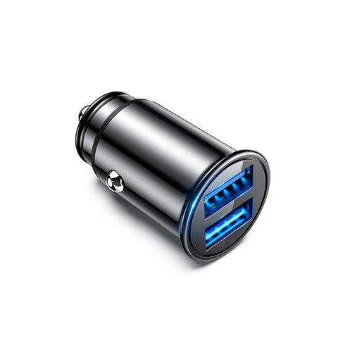 Cargador de coche, venta al por mayor, puerto USB dual QC 5V/2,4 A, cargador de teléfono de metal para coche