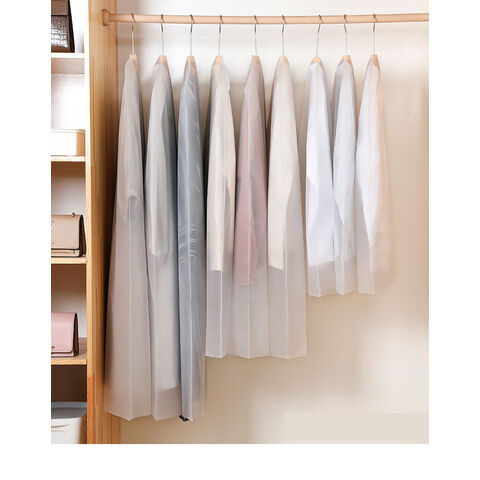 Saco de pó para roupas, capa de roupa transparente à prova d'água para casacos e fatos, saco para pendurar lavável, capa de pó para roupas