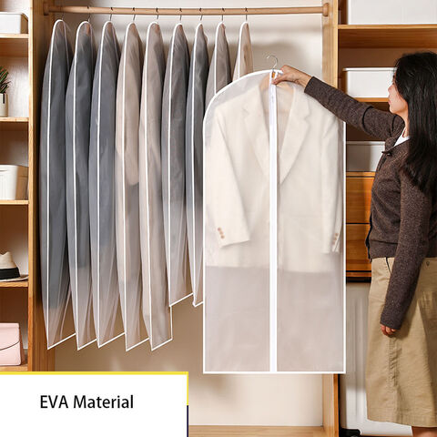 Saco de pó para roupas, capa de roupa transparente à prova d'água para casacos e fatos, saco para pendurar lavável, capa de pó para roupas