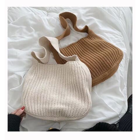Simple Retro Wool Knitted Shoulder Bags Women Handmade Woven Simple Retro Wool Knitted Shoulder Bags Women Handmade Woven
