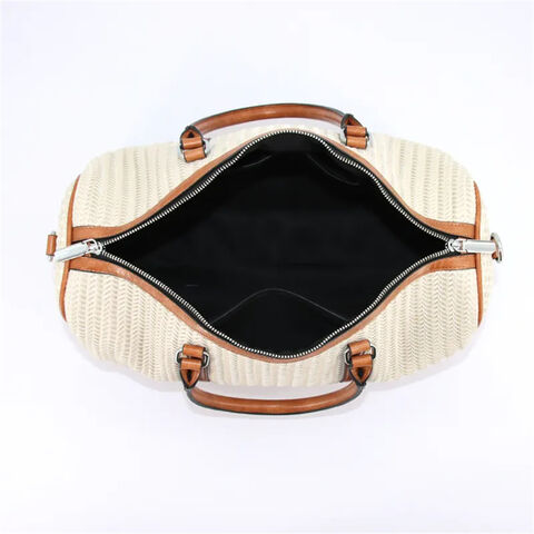 Bolsas de tela sostenibles personalizadas, bolso de paja personalizado, bolso de mano de estilo retro para viajes, bolso de lona