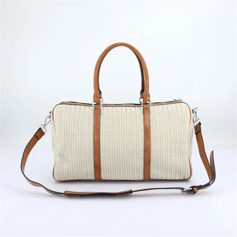 Bolsas de tela sostenibles personalizadas, bolso de paja personalizado, bolso de mano de estilo retro para viajes, bolso de lona
