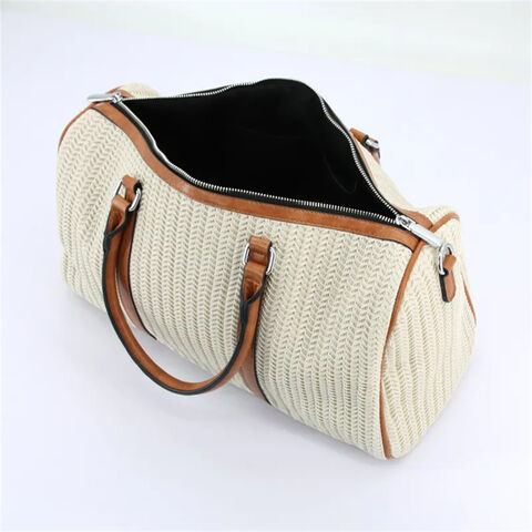 Bolsas de tela sostenibles personalizadas, bolso de paja personalizado, bolso de mano de estilo retro para viajes, bolso de lona