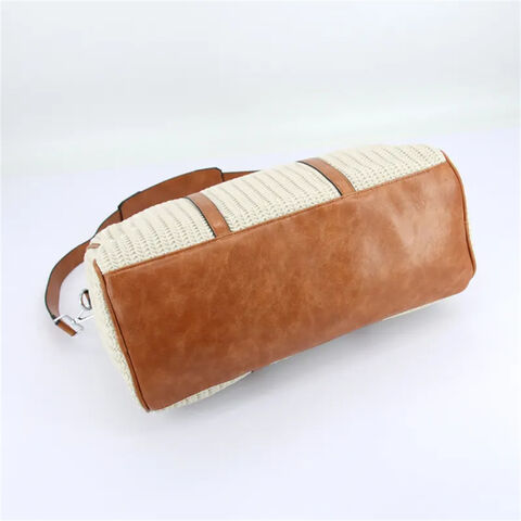 Bolsas de tela sostenibles personalizadas, bolso de paja personalizado, bolso de mano de estilo retro para viajes, bolso de lona