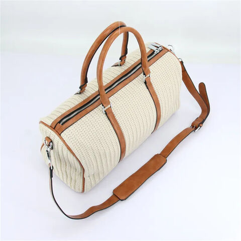 Bolsas de tela sostenibles personalizadas, bolso de paja personalizado, bolso de mano de estilo retro para viajes, bolso de lona