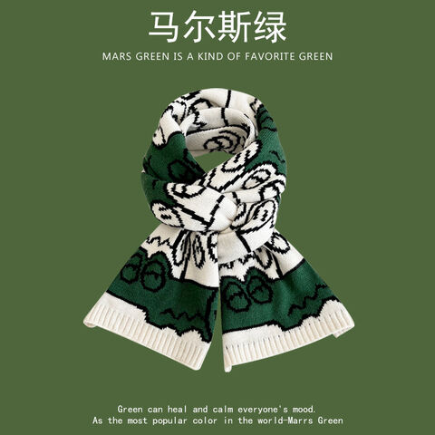 Venta al por mayor de bufandas tipo snood verde Marte de nueva moda, gruesas y cálidas para otoño e invierno, suaves y acogedoras para mujer