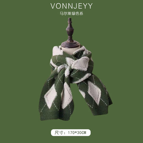 Venta al por mayor de bufandas tipo snood verde Marte de nueva moda, gruesas y cálidas para otoño e invierno, suaves y acogedoras para mujer