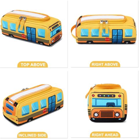Estojo Escolar Kawaii para Meninos e Meninas, Bolsa de Lápis, Porta Lápis em Formato de Ônibus Escolar Amarelo para Estudantes