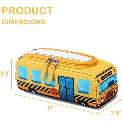 Estojo Escolar Kawaii para Meninos e Meninas, Bolsa de Lápis, Porta Lápis em Formato de Ônibus Escolar Amarelo para Estudantes